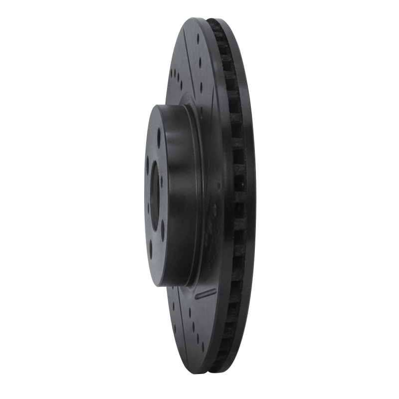 Toyota Yaris Brake Rotor (1) - Front Right - R1 Concepts - Drilled & Slotted - Black - `12-`18